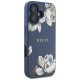 Guess Grained Printed Flower Pattern MagSafe case for iPhone 16 blue