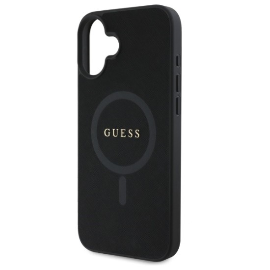 Guess Saffiano Classic Logo MagSafe case for iPhone 16 - black Guess Saffiano Classic Logo MagSafe case for iPhone 16 - black