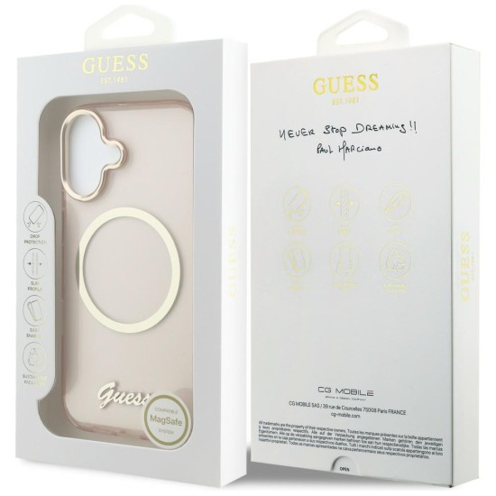 Guess IML Script Metal MagSafe Case for iPhone 17 - Pink Guess IML Script Metal MagSafe Case for iPhone 17 - Pink