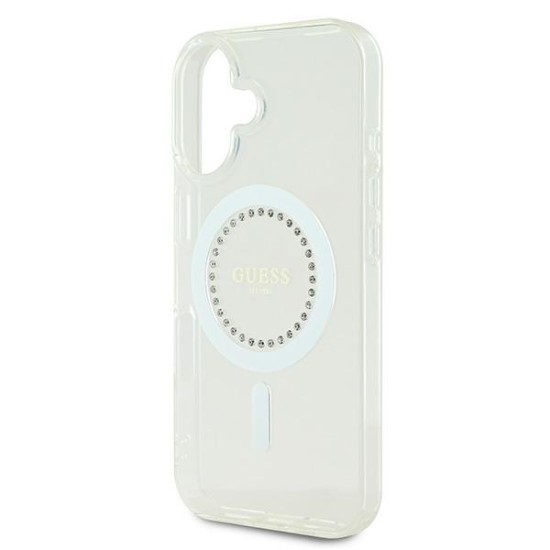 Guess IML Rhinestones MagSafe Case for iPhone 16 Plus - White Guess IML Rhinestones MagSafe Case for iPhone 16 Plus - White