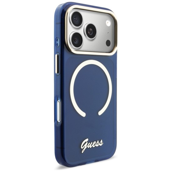 Guess IML Script Metal MagSafe Case for iPhone 17 Pro Max - Blue Guess IML Script Metal MagSafe Case for iPhone 17 Pro Max - Blue