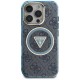 Guess IML Metal Glitter 4G Circle Triangle MagSafe Case for iPhone 16 Pro - Blue