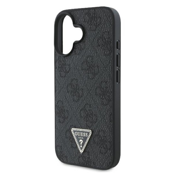 Guess Leather Metal Logo Strass Crossbody Case for iPhone 16 - Black Guess Leather Metal Logo Strass Crossbody Case for iPhone 16 - Black
