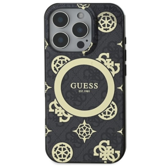 Guess IML Peony On 4G Background MagSafe Case for iPhone 16 Pro Max - Black Guess IML Peony On 4G Background MagSafe Case for iPhone 16 Pro Max - Black