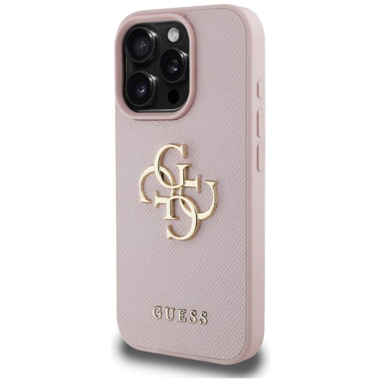 Guess Grained Big 4G Logo Small Classic Logo Case for iPhone 16 Pro - Pink Guess Grained Big 4G Logo Small Classic Logo Case for iPhone 16 Pro - Pink