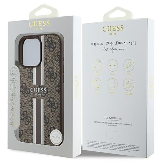 Guess 4G Printed Stripes MagSafe Case for iPhone 16 Pro Max - Brown Guess 4G Printed Stripes MagSafe Case for iPhone 16 Pro Max - Brown