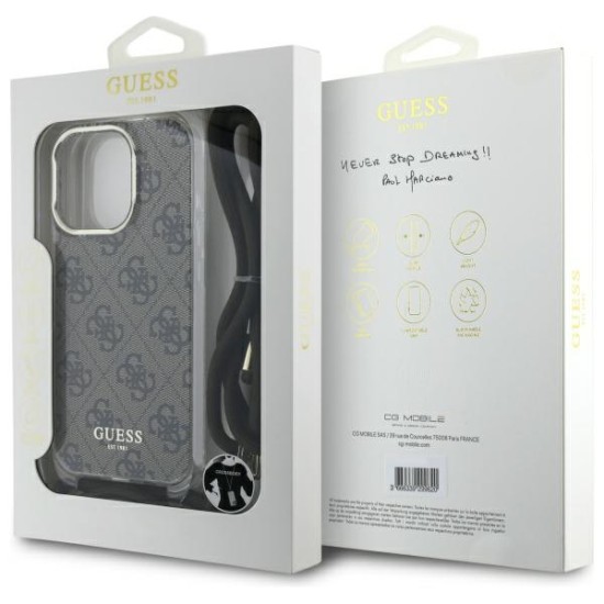 Guess Crossbody Cord 4G Print Case for iPhone 16 Pro Max - Brown
