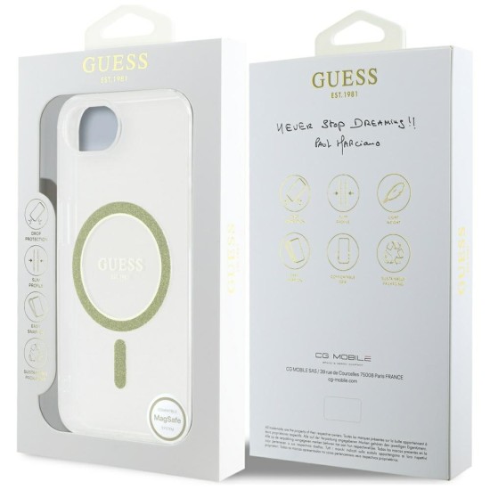 Guess IML Glitter Circle MagSafe iPhone 16e Case - Clear Guess IML Glitter Circle MagSafe iPhone 16e Case - Clear