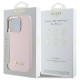 Guess Silicone Script Metal Logo &amp;amp; Frame iPhone 16 Pro Case - Pink