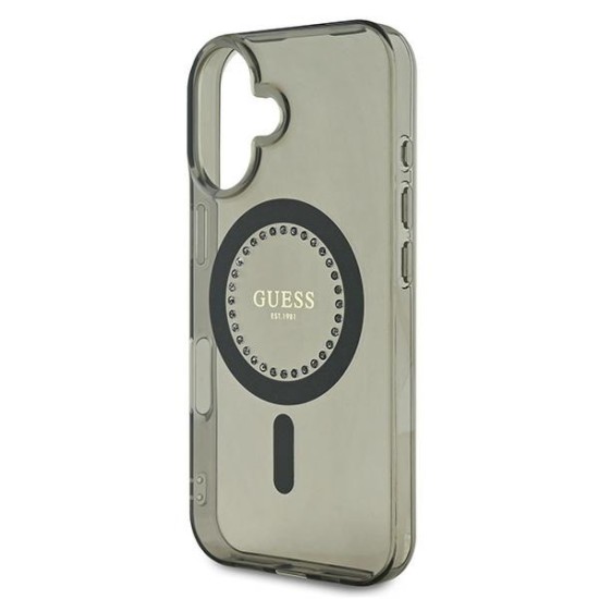 Guess IML Rhinestones MagSafe iPhone 16 Plus Case - Black Guess IML Rhinestones MagSafe iPhone 16 Plus Case - Black
