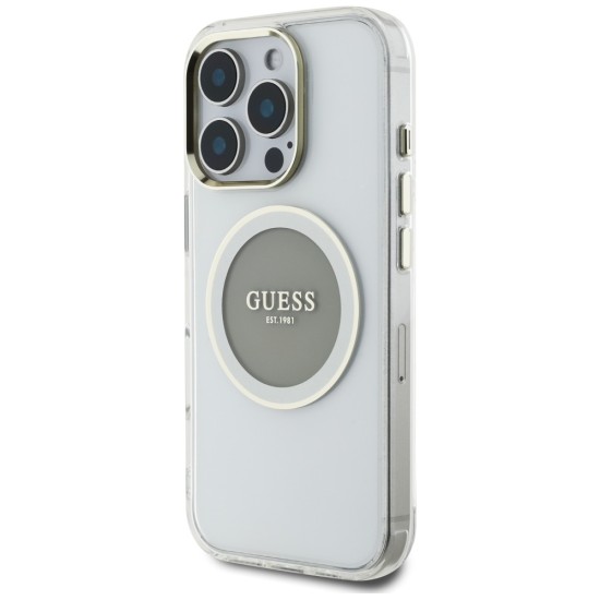 Guess IML Metal Colored Circle Classic Logo MagSafe case for iPhone 16 Pro - gray Guess IML Metal Colored Circle Classic Logo MagSafe case for iPhone 16 Pro - gray