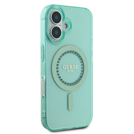 Guess IML Rhinestones MagSafe iPhone 16 Plus Case - Green Guess IML Rhinestones MagSafe iPhone 16 Plus Case - Green