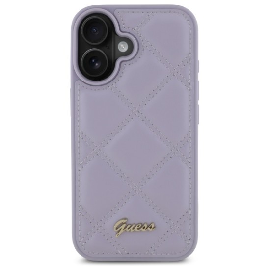 Guess Quilted Metal Logo case for iPhone 16 - light purple Guess Quilted Metal Logo case for iPhone 16 - light purple