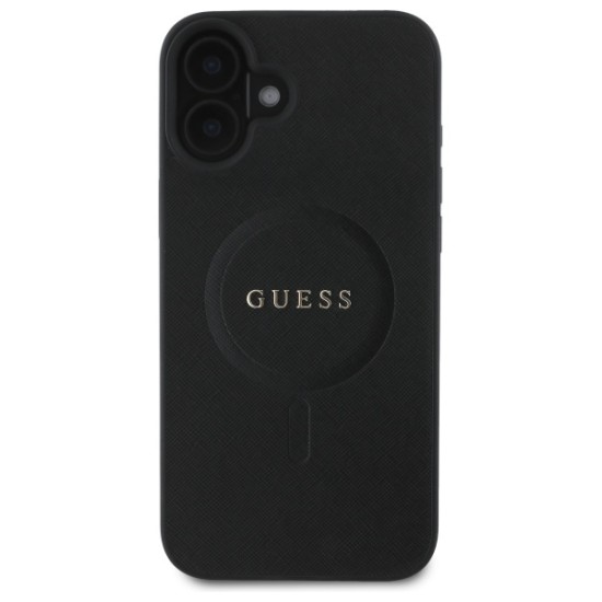 Guess Saffiano Classic Logo MagSafe case for iPhone 16 - black Guess Saffiano Classic Logo MagSafe case for iPhone 16 - black