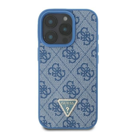 Guess Leather Metal Logo Strass Crossbody Case for iPhone 16 Pro - Blue Guess Leather Metal Logo Strass Crossbody Case for iPhone 16 Pro - Blue