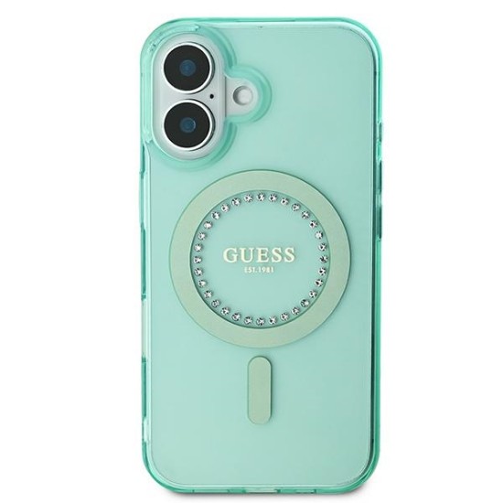 Guess IML Rhinestones MagSafe iPhone 16 Plus Case - Green Guess IML Rhinestones MagSafe iPhone 16 Plus Case - Green