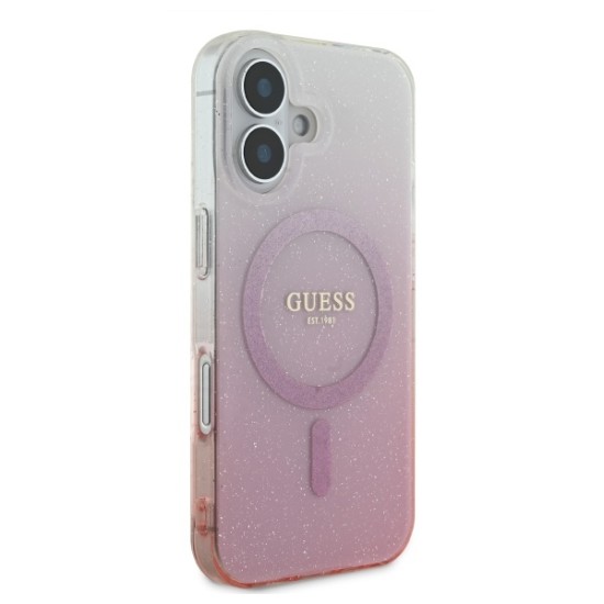 Guess IML Glitter Gradient MagSafe iPhone 16 Case - Pink Guess IML Glitter Gradient MagSafe iPhone 16 Case - Pink