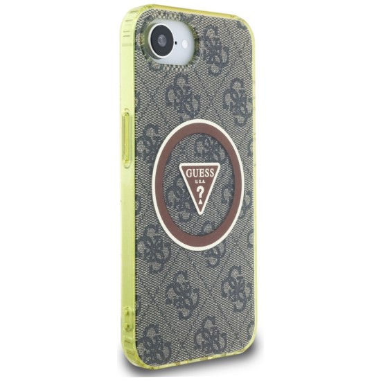 Guess IML Metal Glitter 4G Circle Triangle MagSafe case for iPhone 16e - brown Guess IML Metal Glitter 4G Circle Triangle MagSafe case for iPhone 16e - brown