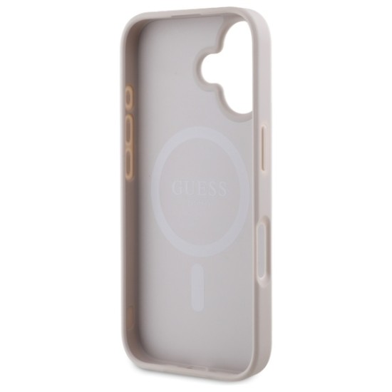 Guess Saffiano Peony Classic Logo MagSafe iPhone 16 Case - Pink Guess Saffiano Peony Classic Logo MagSafe iPhone 16 Case - Pink