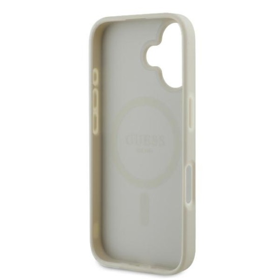 Guess Peony Script Logo MagSafe iPhone 16 Case - White Guess Peony Script Logo MagSafe iPhone 16 Case - White