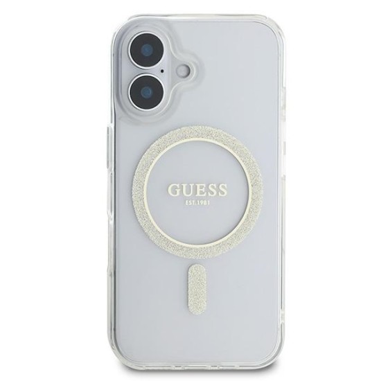 Guess IML Glitter Circle MagSafe iPhone 16 Case - Clear Guess IML Glitter Circle MagSafe iPhone 16 Case - Clear