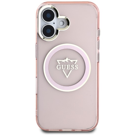 Guess IML Metal Mountain Logo MagSafe iPhone 16 Case - Pink Guess IML Metal Mountain Logo MagSafe iPhone 16 Case - Pink