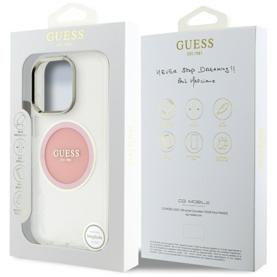 Guess IML Metal Colored Circle Classic Logo MagSafe case for iPhone 16 Pro Max - pink Guess IML Metal Colored Circle Classic Logo MagSafe case for iPhone 16 Pro Max - pink