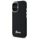 Guess Silicone Script Metal Logo &amp;amp; Frame Case for iPhone 16 - Black