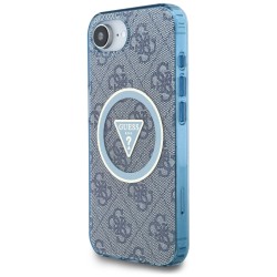 Guess IML Metal Glitter 4G Circle Triangle MagSafe Case for iPhone 16e - Blue Guess IML Metal Glitter 4G Circle Triangle MagSafe Case for iPhone 16e - Blue