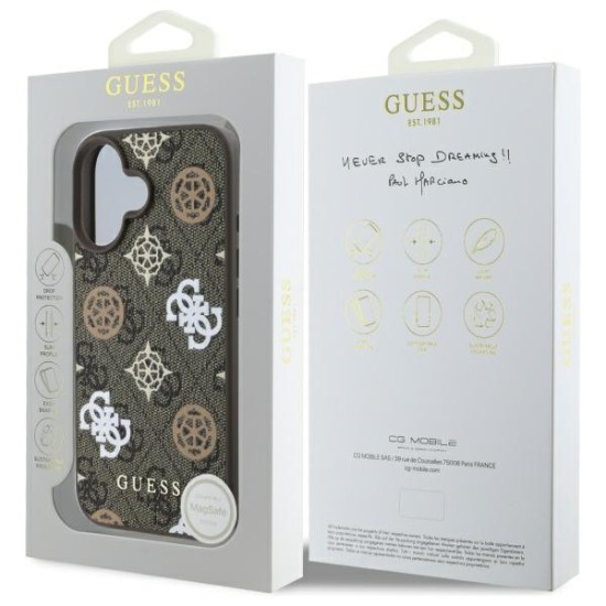 Guess 4G Printed Stripes MagSafe iPhone 16 Case - Brown Guess 4G Printed Stripes MagSafe iPhone 16 Case - Brown