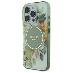 Guess IML Flower &amp;amp; Tonal Circle MagSafe case for iPhone 16 Pro - green