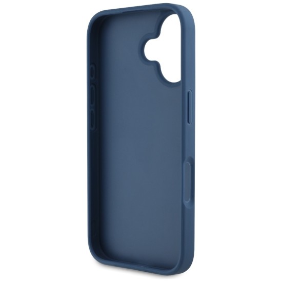 Guess Grained Roses Big 4G logo case for iPhone 16 - blue Guess Grained Roses Big 4G logo case for iPhone 16 - blue