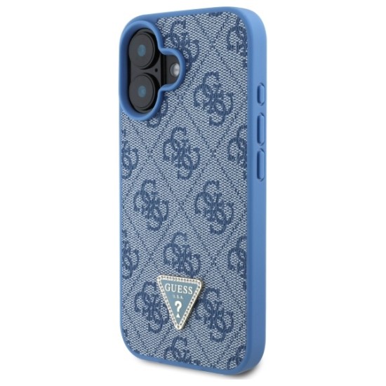 Guess Leather Metal Logo Strass Crossbody Case for iPhone 16 - Blue Guess Leather Metal Logo Strass Crossbody Case for iPhone 16 - Blue