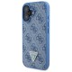 Guess Leather Metal Logo Strass Crossbody Case for iPhone 16 - Blue Guess Leather Metal Logo Strass Crossbody Case for iPhone 16 - Blue