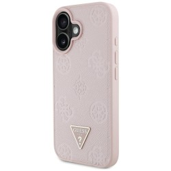 Guess Grained Hot Stamp Peony Triangle Logo MagSafe iPhone 16 Case - Pink Guess Grained Hot Stamp Peony Triangle Logo MagSafe iPhone 16 Case - Pink