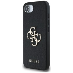 Guess PU Grained 4G Metal Logo case for iPhone 16e - black Guess PU Grained 4G Metal Logo case for iPhone 16e - black