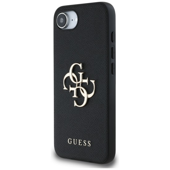 Guess PU Grained 4G Metal Logo case for iPhone 16e - black Guess PU Grained 4G Metal Logo case for iPhone 16e - black