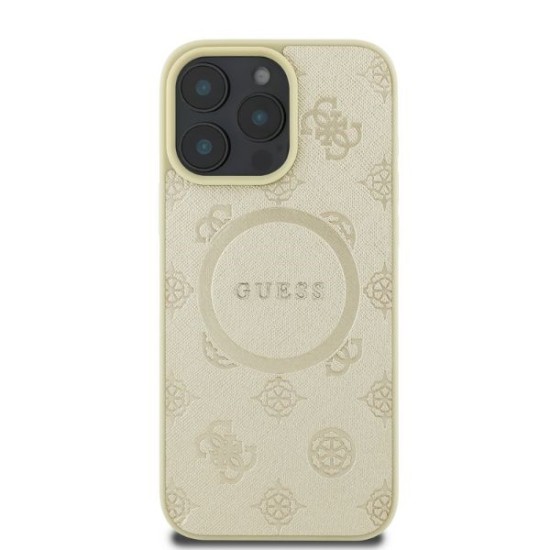 Guess Saffiano Peony Classic Logo MagSafe case for iPhone 16 Pro - gold Guess Saffiano Peony Classic Logo MagSafe case for iPhone 16 Pro - gold