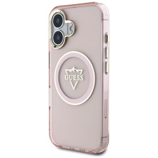 Guess IML Metal Mountain Logo MagSafe iPhone 16 Case - Pink Guess IML Metal Mountain Logo MagSafe iPhone 16 Case - Pink