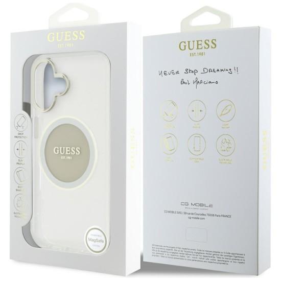 Guess IML Metal Colored Circle Classic Logo MagSafe case for iPhone 16 - gray Guess IML Metal Colored Circle Classic Logo MagSafe case for iPhone 16 - gray