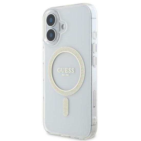 Guess IML Glitter Circle MagSafe iPhone 16 Case - Clear Guess IML Glitter Circle MagSafe iPhone 16 Case - Clear