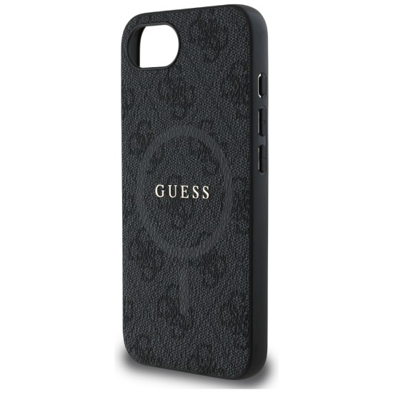 Guess PU Leather 4G Colored Ring Case with MagSafe for iPhone 16e - Black Guess PU Leather 4G Colored Ring Case with MagSafe for iPhone 16e - Black