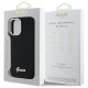 Guess Silicone Script Metal Logo &amp;amp; Frame Case for iPhone 16 - Black