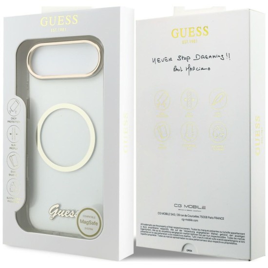 Guess IML Script Metal MagSafe Case for iPhone Air - Clear