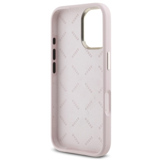 Guess Silicone Logo Strass 4G case for iPhone 16 - light pink Guess Silicone Logo Strass 4G case for iPhone 16 - light pink