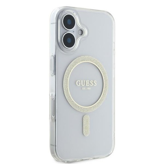 Guess IML Glitter Circle MagSafe iPhone 16 Case - Clear Guess IML Glitter Circle MagSafe iPhone 16 Case - Clear