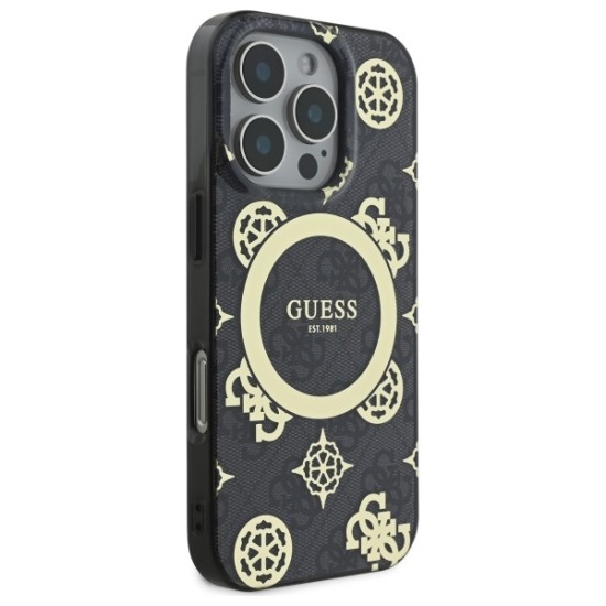 Guess IML Peony On 4G Background MagSafe Case for iPhone 16 Pro Max - Black Guess IML Peony On 4G Background MagSafe Case for iPhone 16 Pro Max - Black