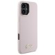 Guess Silicone Script Metal Logo &amp;amp; Frame iPhone 16 Plus Case - Pink