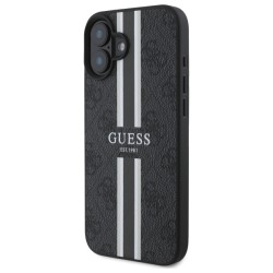 Guess 4G Printed Stripes MagSafe case for iPhone 16 - black Guess 4G Printed Stripes MagSafe case for iPhone 16 - black