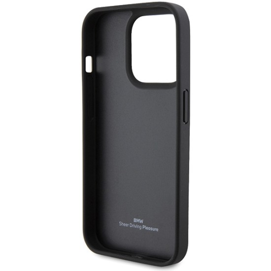 BMW Leather Stamp Blue Line Case for iPhone 15 Pro Max - Black BMW Leather Stamp Blue Line Case for iPhone 15 Pro Max - Black